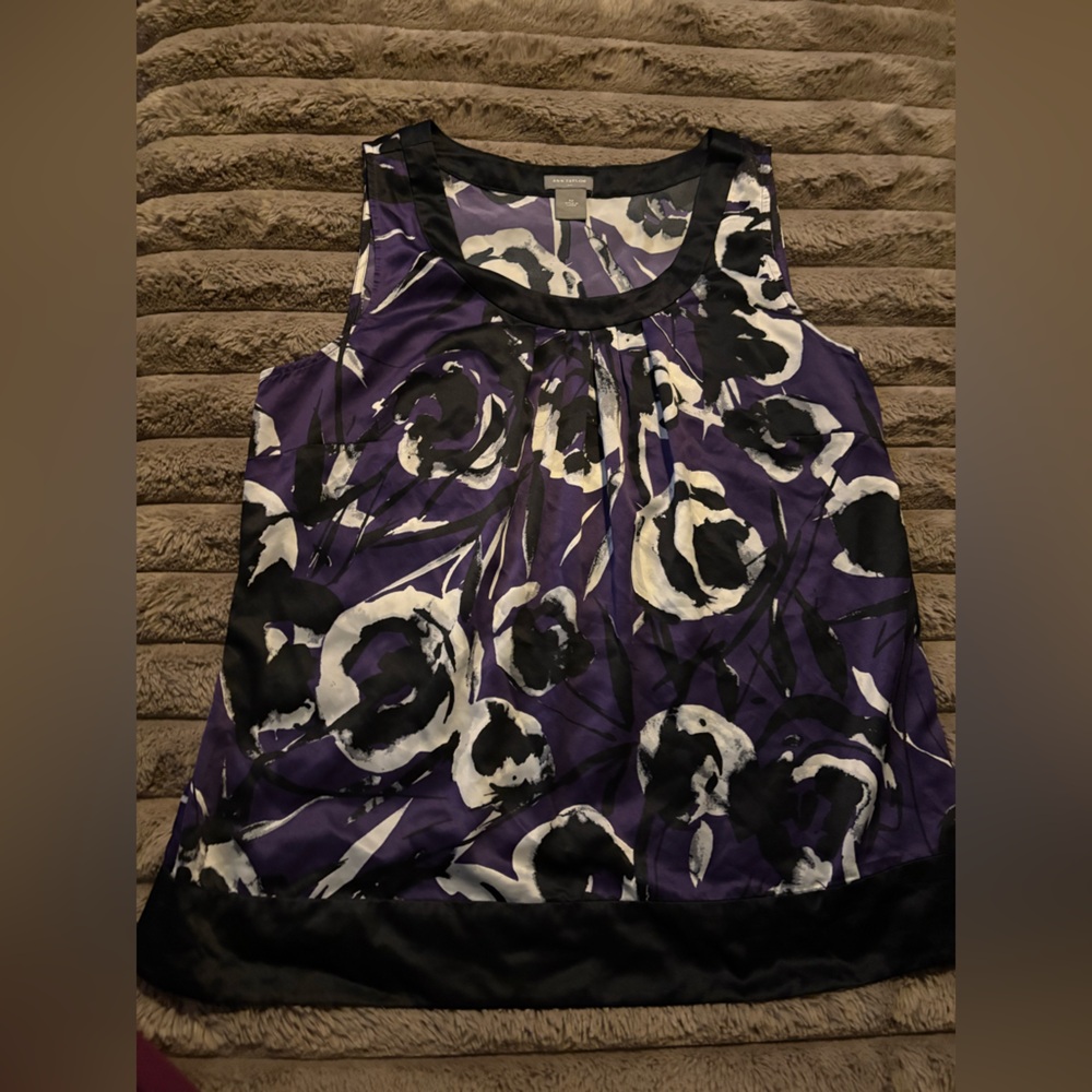 Ann Tylor Floral Purple and Black Women's Top